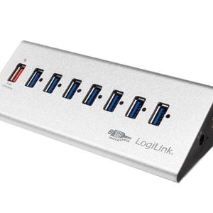 LogiLink USB 3.0 Hub 7 Port + 1x Schnell-Ladeport (silver)