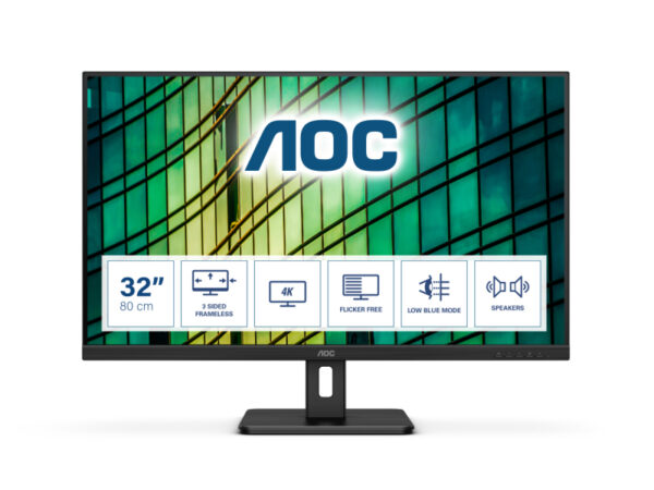 AOC E2 80 cm (31.5inch) 4K Ultra HD - LED - 4 ms - Black U32E2N
