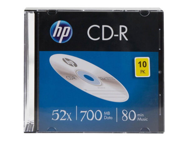 HP CD-R 80Min/700MB/52x Slimcase (10 Disc) - Silver Surface CRE00085
